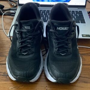 Hoka One One Bondi 7 Black & White Running Shoes